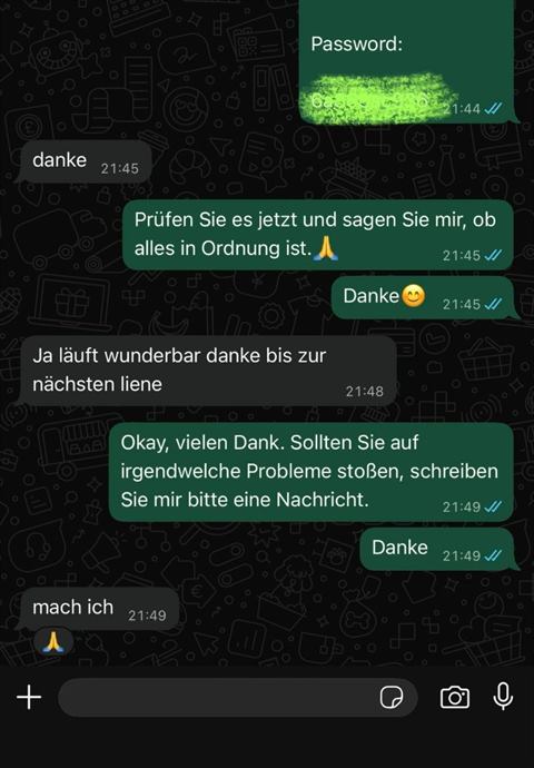 Echte Kundenbewertung – WhatsApp Chat